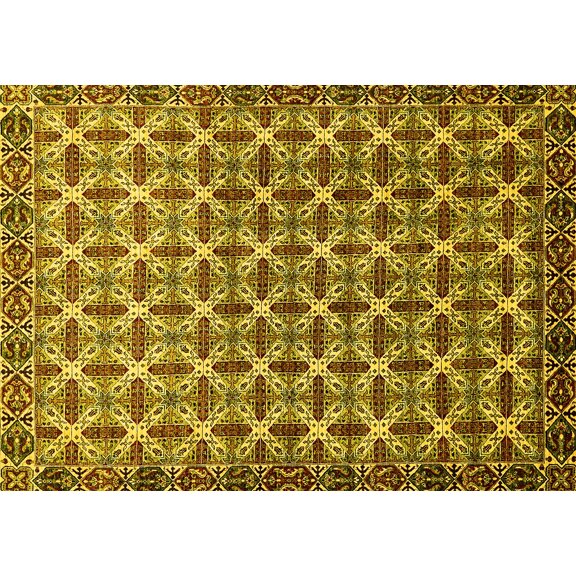Ahgly Company Indoor Rectangle Abstract Yellow Modern Area Rugs, 5' x 7'