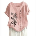 thumbnail image 1 of Blouses pour Femmes, T-Shirt à Boutons Imprimé Décontracté Mode d'Été pour Femmes à Col Rond et Manches Courtes, 1 of 3