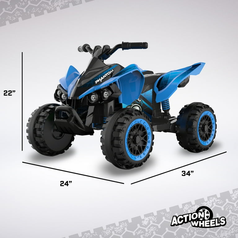 12 Volt Blue Phantom ATV Action Wheels Branded Battery Powered