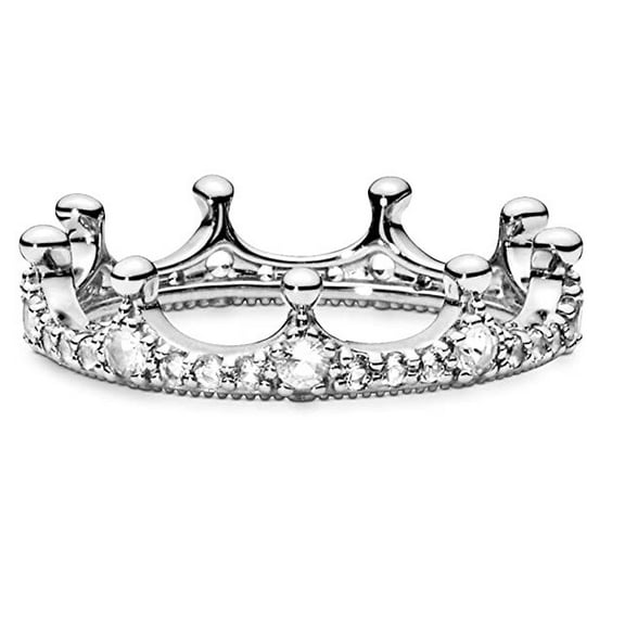 Womens Princess Crown Diamond Engagement Ring, Tiara Diamond Ring, Perfect Promise Ring For Girlfriend, Delicate Diamond Weddng Ring, 14K White Gold Plated, 1.8 Ct Simulated Diamond