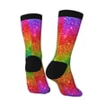 thumbnail image 5 of Uemuo Colorful Glitter Pattern Women's Crew Socks, Soft Durable Breathable Moisture-Wicking with Odor Control Cotton socks, 5 of 9