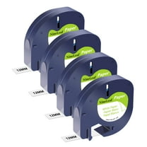 NineLeaf 4PK Compatible for DYMO LetraTag Refills 91330 12mm 1/2'' Black on White Paper Label Maker Tape