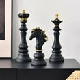 thumbnail image 3 of Chess Statue Decor Piece Set: 3PCS Decorative Resin Chess Sculpture, King Queen Knight Statue Chess Piece Decor, Retro Collectible Figurine Ornaments for Home Office Desk Wine Cabinet Gift (Black), 3 of 6