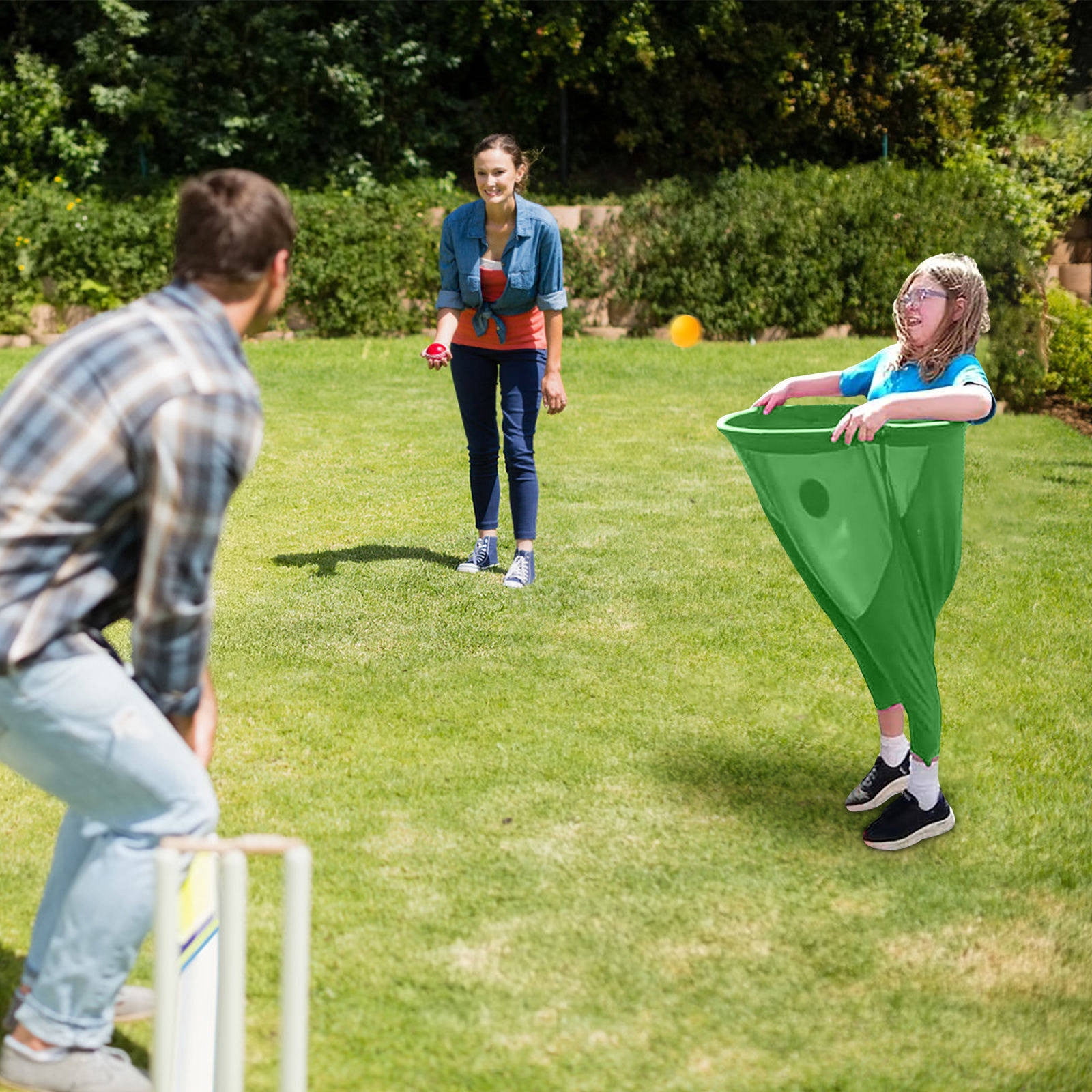 Granny Pants Yard Game, Granny Pants Outdoor Game for Adults, Giant Outdoor Games Recreational Tossing, Team Relay Game with Bouncy Ball Party Granny Pants Game Set-2 Green