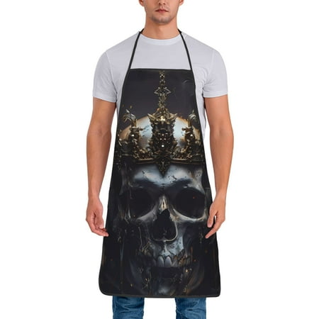 

Tideii Royal Skull With Golden Crown for Tie-up Apron Unisex Waterproof and Stain-Resistant Bib Apron for Kitchen Garden Painting