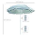 thumbnail image 3 of Outsunny Parasol de Plage Rond de 6 Pi avec Mécanisme d'Inclinaison, Vert à Rayures, 3 of 7