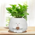 thumbnail image 5 of Smily Face Planter Pot with Coffee Cup Cute Resin Flower Head Planters for Indoor Outdoor Unique Sit Succulent Pots with Drainage Hole Gift IdeaI for Mother Christmas (White), 5 of 7