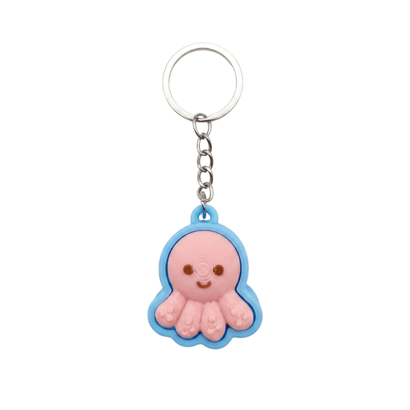 Cute Sea Animal Keychain, Turtle/Octopus/Shell Bag Charm with Sturdy Metal Key Ring