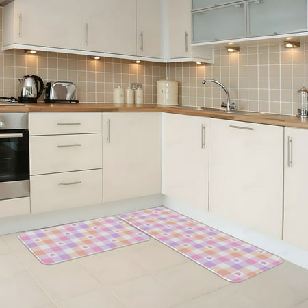 

Kitchen Mats for Floor 2 Piece - Heart Buffalo Plaid Anti Fatigue Mats for Kitchen Floor Kitchen Rugs Non Slip Washable Mat for Home Kitchen Decor