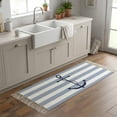thumbnail image 6 of Area Rug with Tassels 2' x 6', Nautical Anchor Horizontal Stripe Kitchen Runner Rug for Hallway Bedroom Throw Rugs, Coastal Soft Door Mat for Bathroom Entrance Living Room, 6 of 9