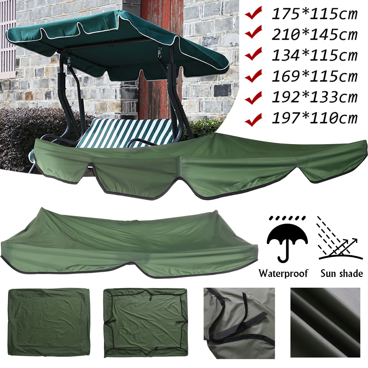 77x49in Replacement Canopy Top Hammock Cover Garden Outdoor Seater Swing 