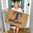 thumbnail image 2 of JeashCHAT 4th of July Patriotic Doormat Decor Independence Day Welcome Door Mat Stain Resistant Rug Entryway Porch Floor Mat Decorative Welcome Mat for Home Bathroom Kitchen (Letter T), 2 of 3