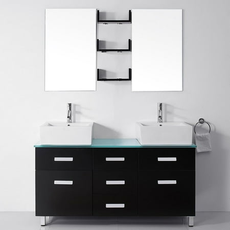 Virtu Usa Maybell 56 Inch Double Sink Bathroom Vanity Set