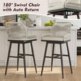 thumbnail image 2 of MEISSALIVVE Set of 2 Rattan Swivel Bar Stools, 30" Counter Height with Woven Rope Back, Cushioned Patio Bar Chairs for Kitchen, Garden, Beige, 2 of 7