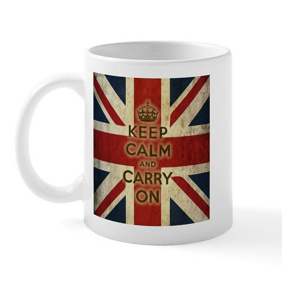CafePress - Vintage Keep Calm And Carry On Mug - 11 oz Ceramic Mug - Novelty Coffee Tea Cup