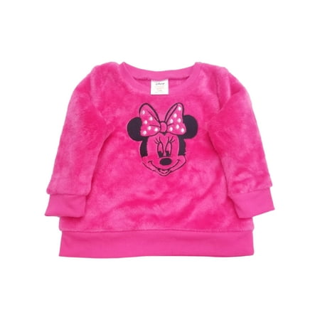 

Disney Minnie Mouse Infant Girls Hot Pink Soft Faux Fur Furry Sweatshirt 18M