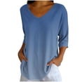 thumbnail image 2 of Ovbmpzd Summer Women'S Tops Navy Printed Blouses V-Neck Casual 3/4 Sleeve Tops for Women,XXL, 2 of 6