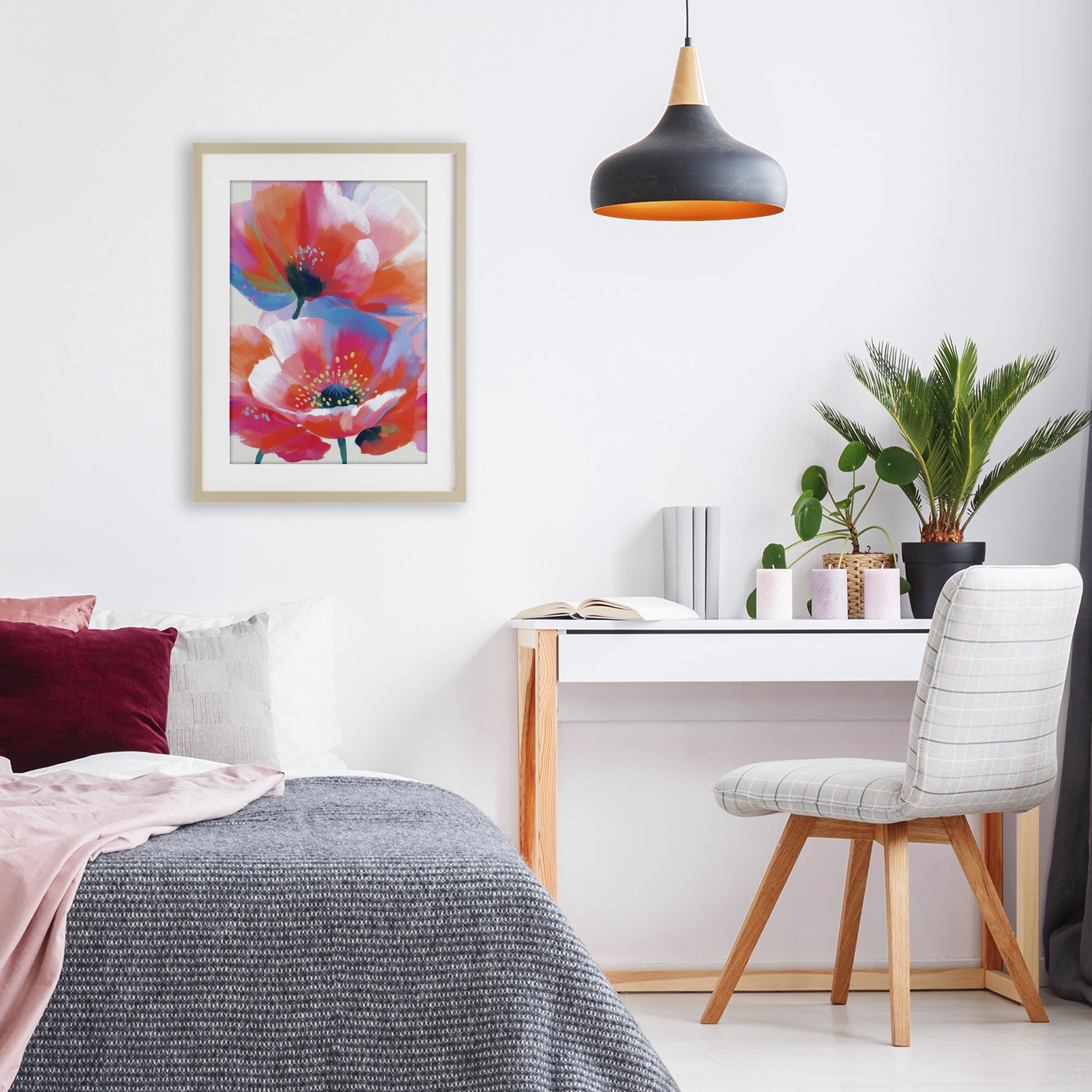Stupell Industries Poppies in Soft Light Birch Framed Print Under Glass, design by Chromatic Storm Studio