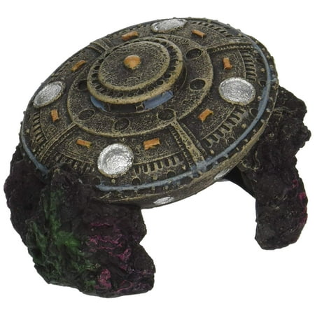 PET PRODUCTS 030157015909 Exotic Environments Crashed Ufo with Cave, Frozen in time this sunken ufo is what remains of a possible secret captive ship By Blue