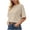 Khaki, variant on MLCDZ Women 3/4 Sleeve Cropped T-Shirts Drop Shoulder Crew Neck Crop Tops Casual Loose Fit Summer Solid Color Basic Tees Beach Vacation Tops