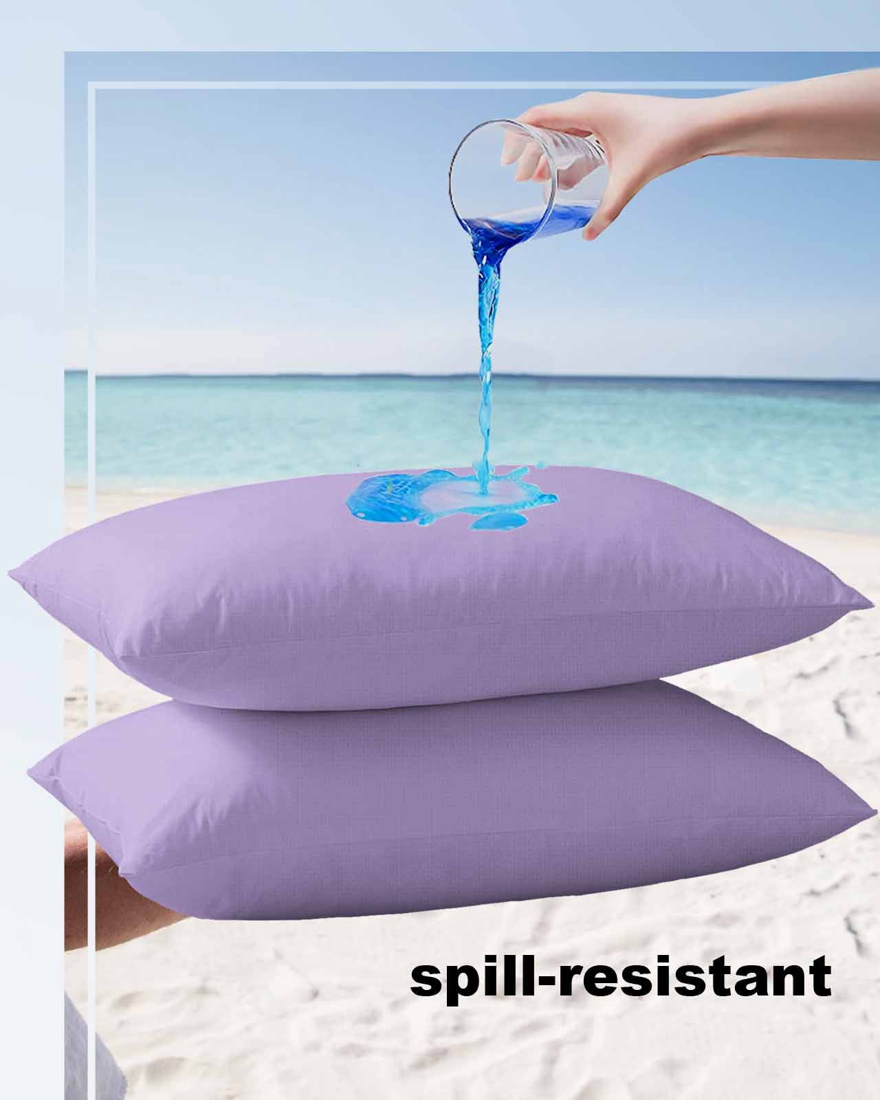 Pack of 2 Outdoor Pillow Covers, Lavender Purple Solid Color Waterproof Square Throw Pillowcase Cushion Decorative Pillow Covers for Couch Patio Tent, 20x12 in