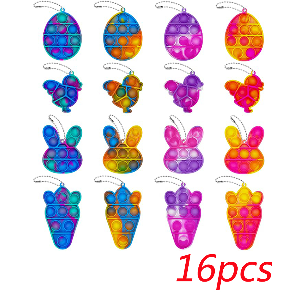 Dicasser 16 Pcs Mini Easter Simple Pop Colorful Fidget Toys for Kids