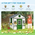 thumbnail image 6 of Outsunny Playhouse for Kids Outdoor, Wooden Playhouse with Doors, Windows, Planter Pots and Boxes for Toddlers 3-8 Years, Backyard, White, 6 of 11