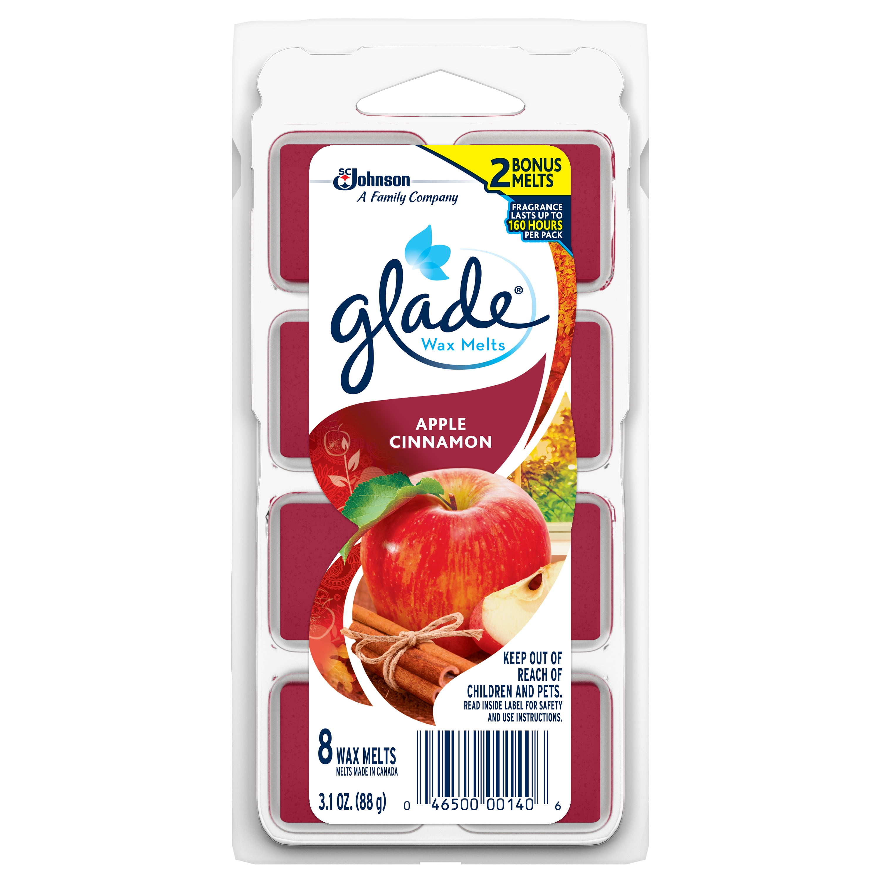 Glade Wax Melts Air Freshener Refill, Apple Cinnamon, 8 refills, 3.1 oz
