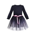 thumbnail image 2 of Girls Dress Gradient Skirt Dark Blue Galaxy Shiny Star Heart Long Sleeve 5 Years, 2 of 6