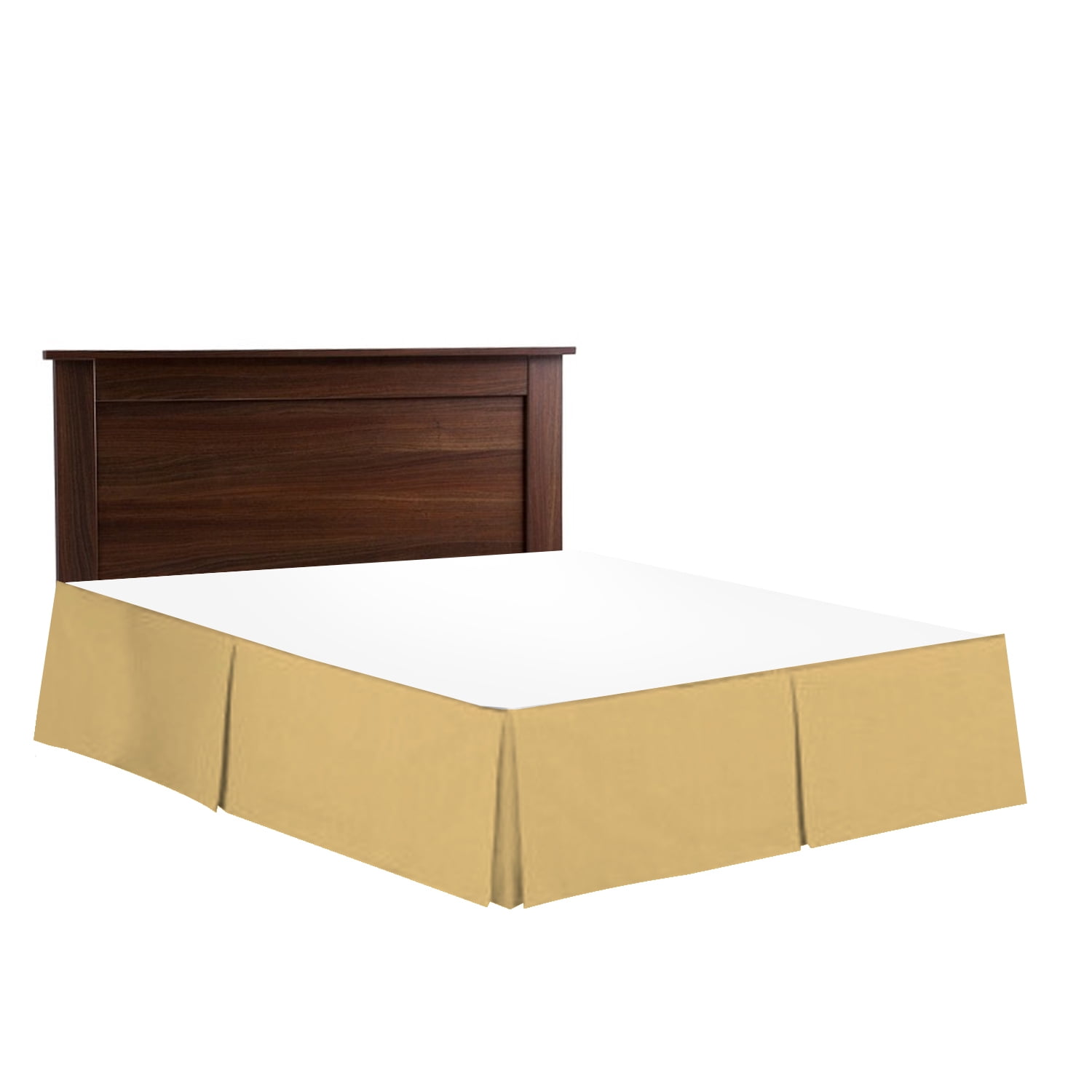 14" Tailored Pleated Bed Skirt Dust Ruffle, Queen, Camel, by Clara Clark