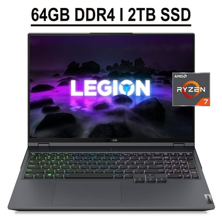 Lenovo Legion 5 Pro 16 Gaming Laptop 16" WQXGA 2K IPS 165Hz 500nits Display AMD Octa-Core Ryzen 7 5800H 64GB DDR4 2TB SSD GeForce RTX 3070 8GB RGB Backlit Keyboard HDMI USB-C Nahimic Win11 Grey