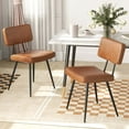 thumbnail image 2 of Costway Dining Chairs Set of 2 with PU Leather Cover Filled Sponge Waterfall Seats Brown, 2 of 9