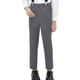 thumbnail image 5 of Boys Dress Pants, Solid Color Slim Fit Suit Pants for Kids, Formal Trousers for School, Concert and Special Occasions, Children's Slim Fit Dress Trousers Grey 150, 5 of 6