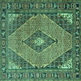 thumbnail image 1 of Ahgly Company Machine Washable Indoor Square Medallion Turquoise Blue Traditional Area Rugs, 6' Square, 1 of 4