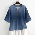 thumbnail image 5 of 3/4 Sleeve Boho Linen Tops for Women, Spring Floral Printed Blouses for women Dressy Casual, Basic Womens Cotton Linen Top, 5 of 5