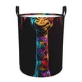 thumbnail image 1 of Balery Neon Psychedelic Giraffe Cesta de ropa redonda con asas, impermeable, independiente, para ropa, juguetes, dormitorio y familia-Small, 1 of 6