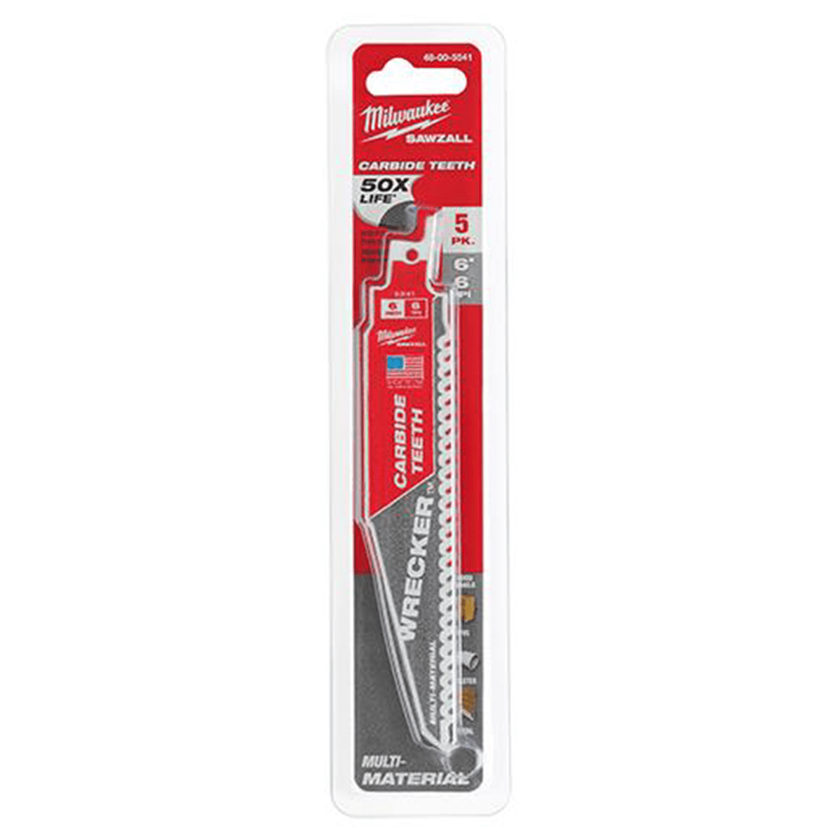 Milwaukee Tool 6" 6 TPI THE WRECKER with Carbide Teeth SAWZALL Blade 5PK