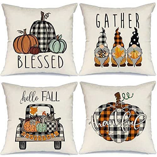 2 1PC Thanksgiving Throw Pillow Covers Colorful Decorative Couch Throw Pillow Cases Autumn Fall Foliage Harvest Design Home Decor Cushion Covers Fits 17X17 Pillows 