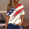 thumbnail image 2 of successthop 4th of July Clothes Women Flags Plus Size Anniversary T Shirt Casual Shirts V Neck 3/4 Sleeve Tops M, 2 of 5