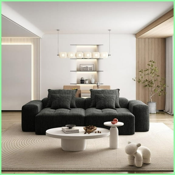 Modern Sparkling Chenille 4-PC Modular Sectional Sofa – 2 Chaises, No Assembly for Living Room