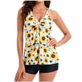 thumbnail image 2 of Ynynloco Tankini Swimsuits for Women 2026 Two Piece Tummy Control Modest Flowy Bathing Suit, Floral Flowy Swim Tops with Short Swimwear, 2 of 7