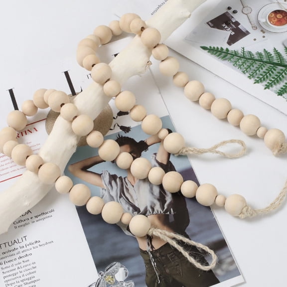 WEUVEB 1 Set Beaded Curtain Tiebacks 60X2CM Wood Material for Bedroom and Living Room with Construction