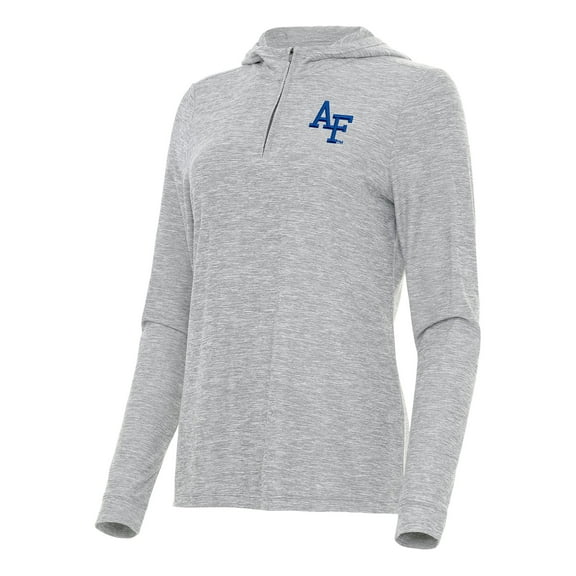 Women's Antigua Heather Gray Air Force Falcons Daybreak Quarter-Zip Hoodie