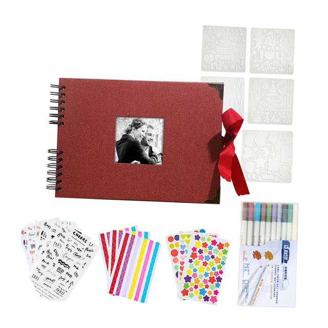 Photo Album Scrapbook 12 inch x 8 inch Gifts Multifunctional for Anniversary Red