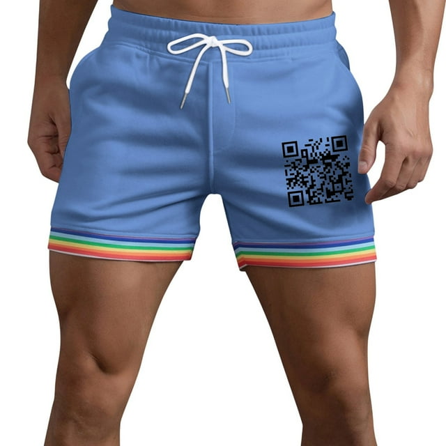 Xdzjlr Running Shorts For Men,Drawstring Print Rainbow Design Summer Outdoor Streetwear Fit Lightweight Loose Running Shorts For Men