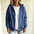 thumbnail image 6 of Guluxicc Fleece Hooded Jackets for Women Drawstring Full Zipper Long Sleeve Solid Athletic Jackets with Pockets for Workout Fall Winter Casual, 6 of 8