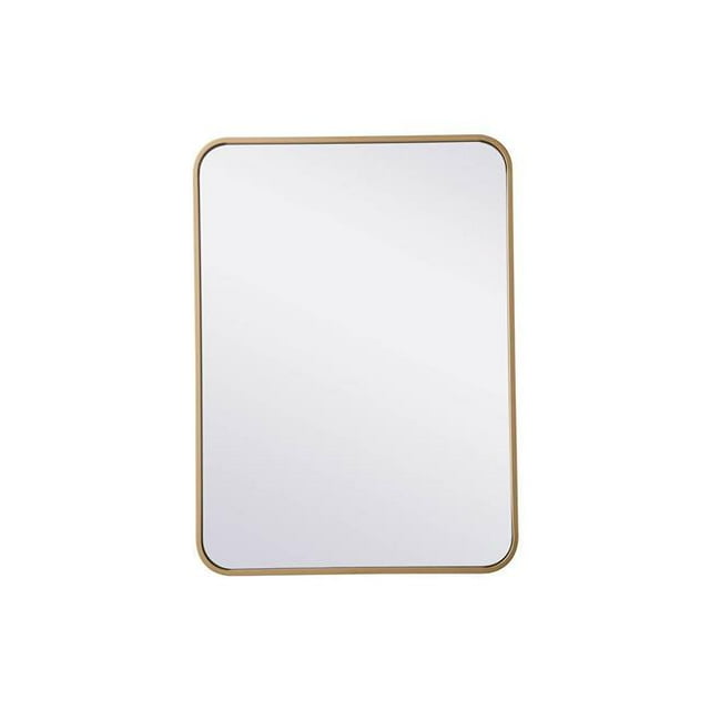 Elegant Lighting MR802230BR 22 x 30 in. Soft Corner Metal Rectangular Mirror, Brass