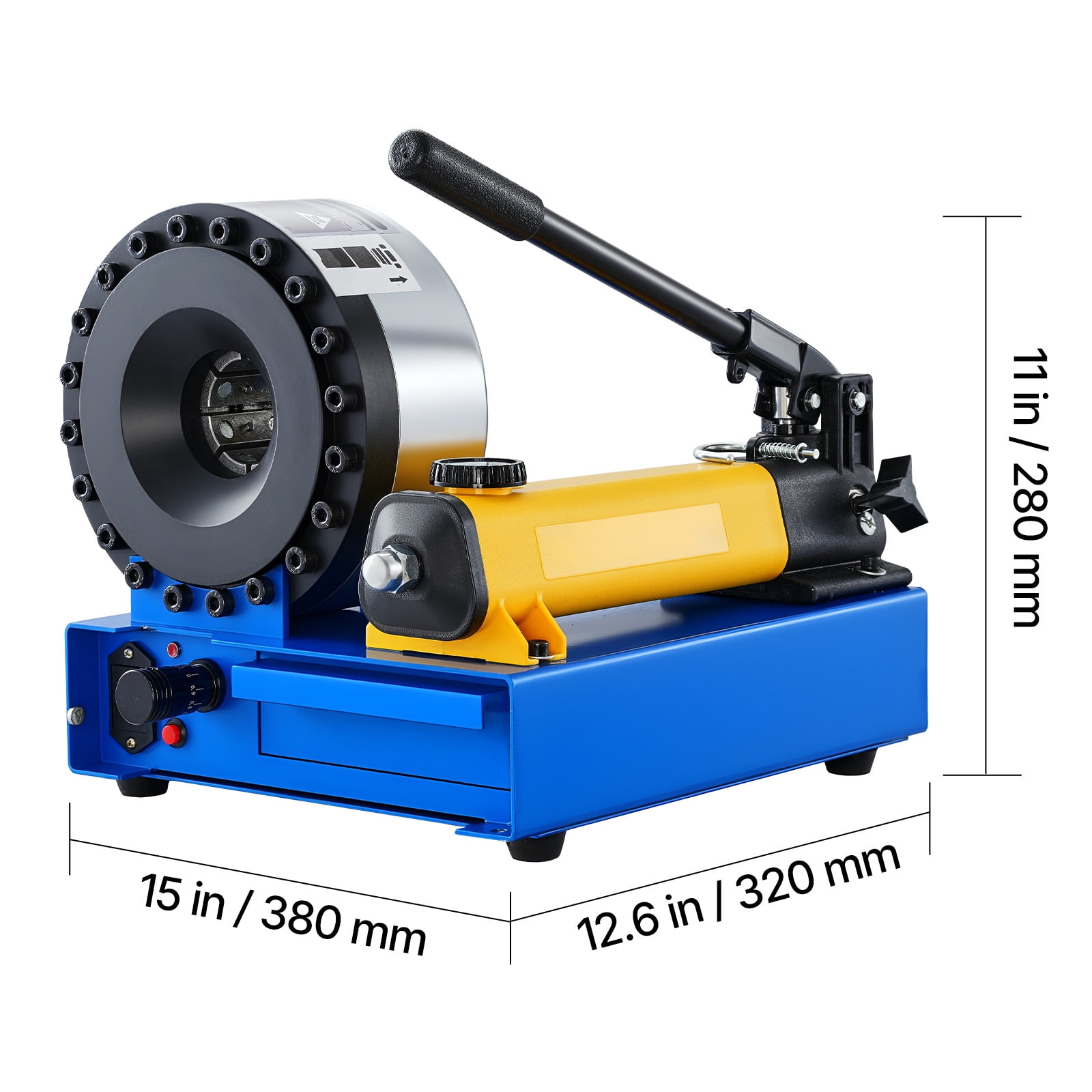 VEVOR High Pressure Hydraulic Hose Crimper, Manual Hose Crimping Tool with 8 Dies & 0.24"-1.1" Crimping Range, Suitable for Low & High-Pressure Oil Pipes, Gas/Water/Auto AC Hoses & Cable Joints