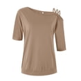 thumbnail image 6 of Womens Blouses Shirts Solid Color Casual One Shoulder Strap Summer Short Sleeve Tops for Women Trendy, 6 of 6