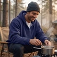 thumbnail image 6 of Mens Oversized Hoodies Fall Sweatshirt Winter Fleece Hooded Collar Drawstring Pullover With Pockets Navy 3XL, 6 of 8